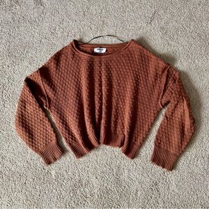 Double Zero Rust Textured Cropped Sweater